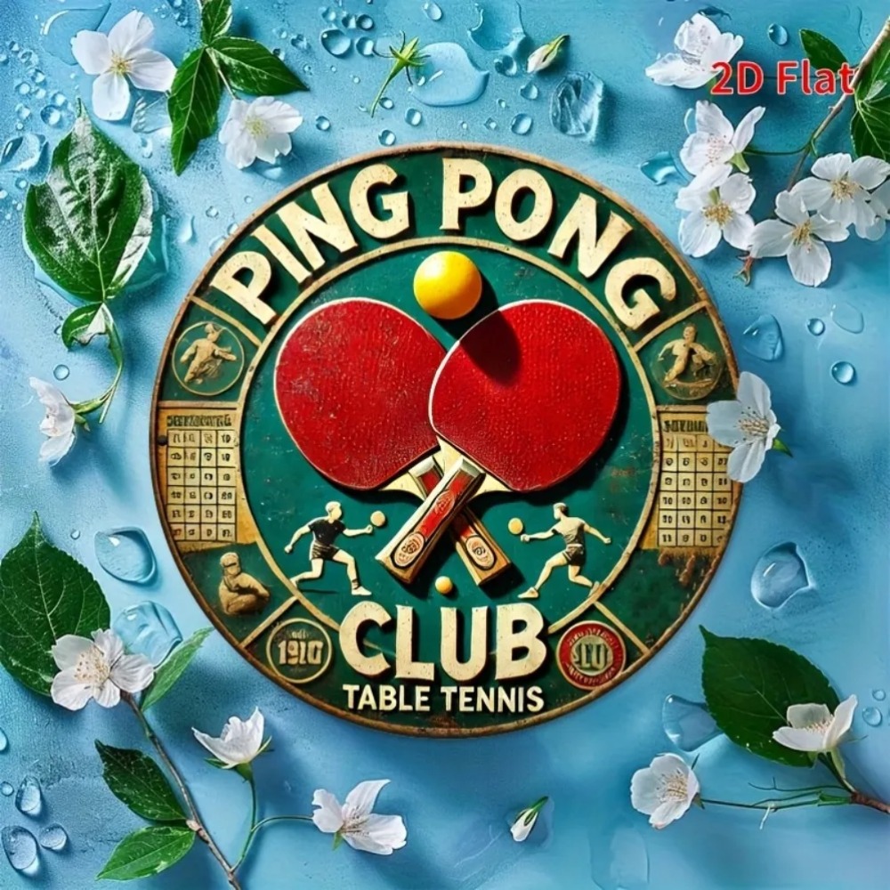 Table Tennis History - Papan Logam Bulat Vintage 2D untuk