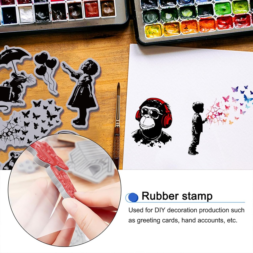 Butterfly Rubber Sheet - Stempel Karet Grafitti Balloon Monkey Cling