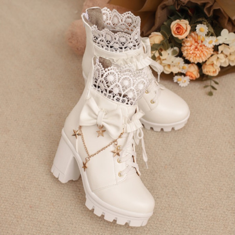 Butterfly Rubber Sheet - Sepatu Bot Wanita Hak Tinggi Gaya