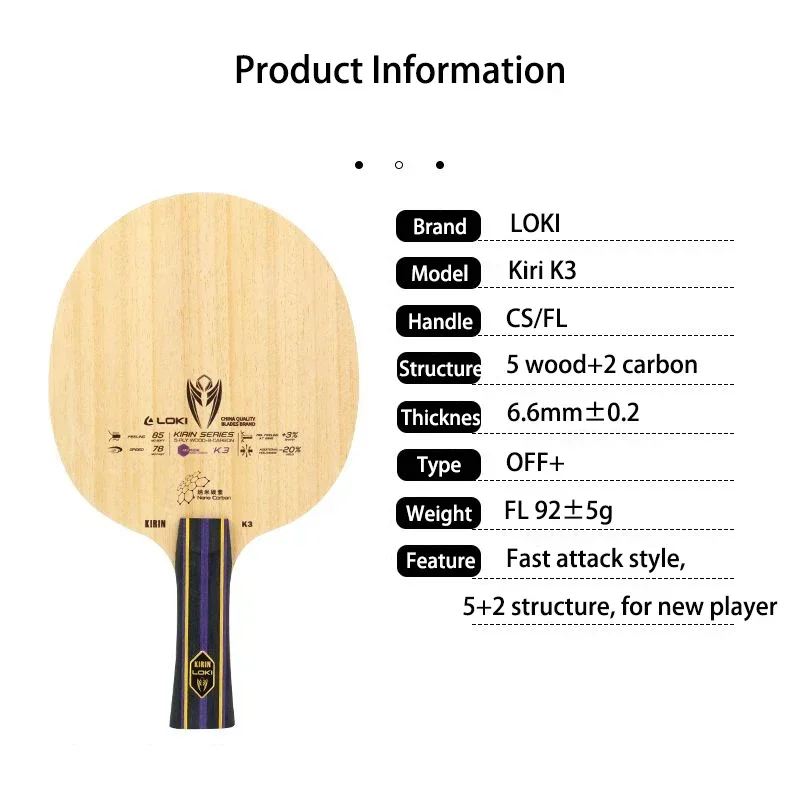 Raket Tenis Meja LOKI Kirin K3 - Table Tennis History ulasan dan harga